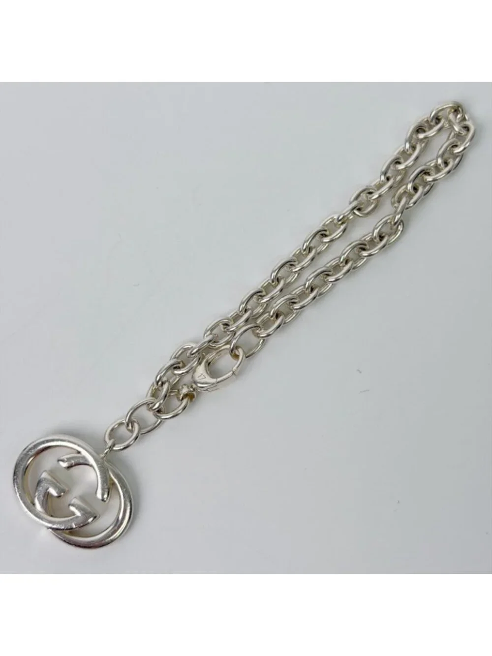 Gucci Interlocking Charm Chain Bracelet 925 Sterling Silver Vintage